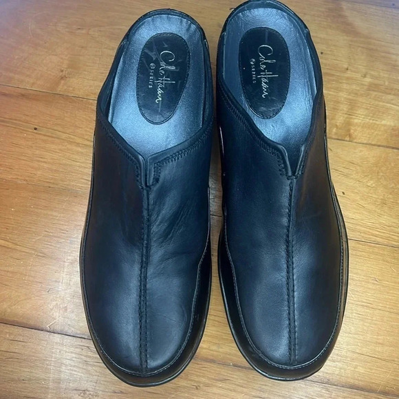 Cole Haan Mule Wedge Patent Leather Split Toe Slip-on Air Cushioning Black 7.5B - Picture 3 of 7